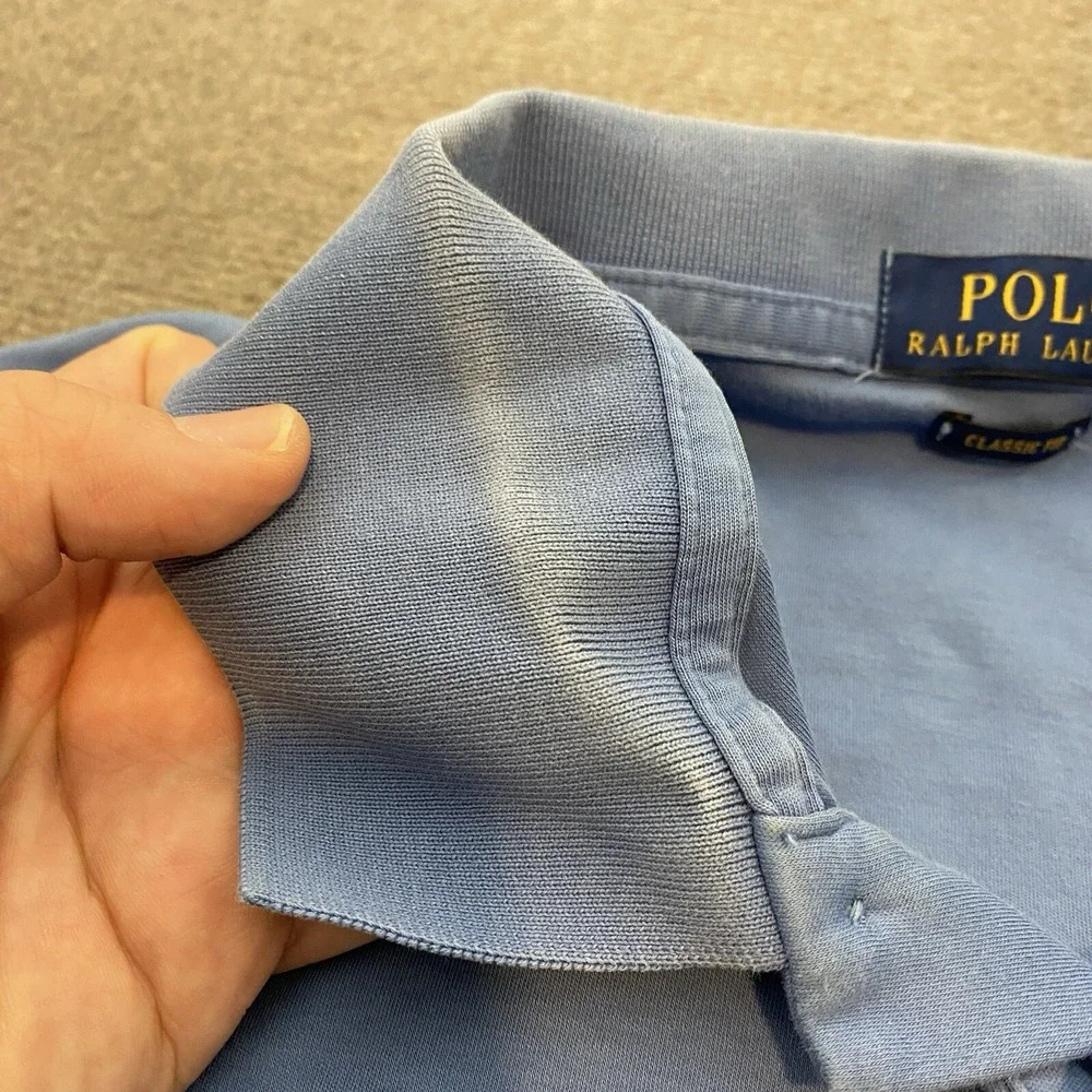 Polo Ralph Lauren Polo Shirt Mens XL Faded Blue Flesh Pony‎ Logo Short Sleeve